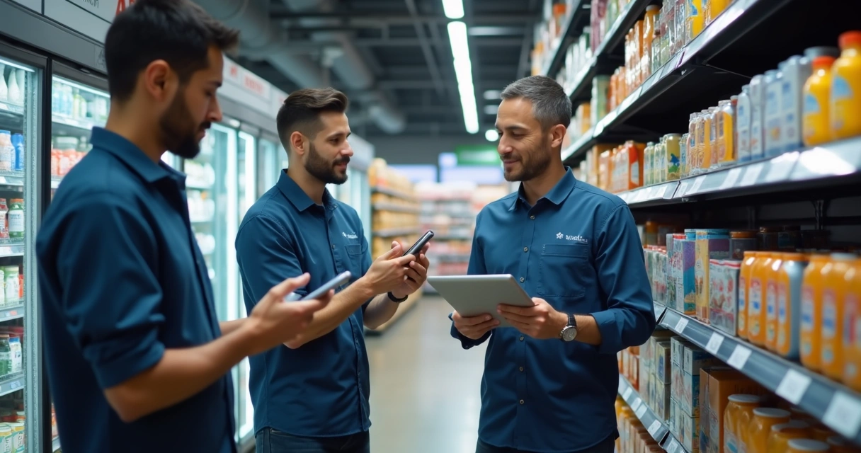 Equipe de trade usando plataforma no ponto de venda 