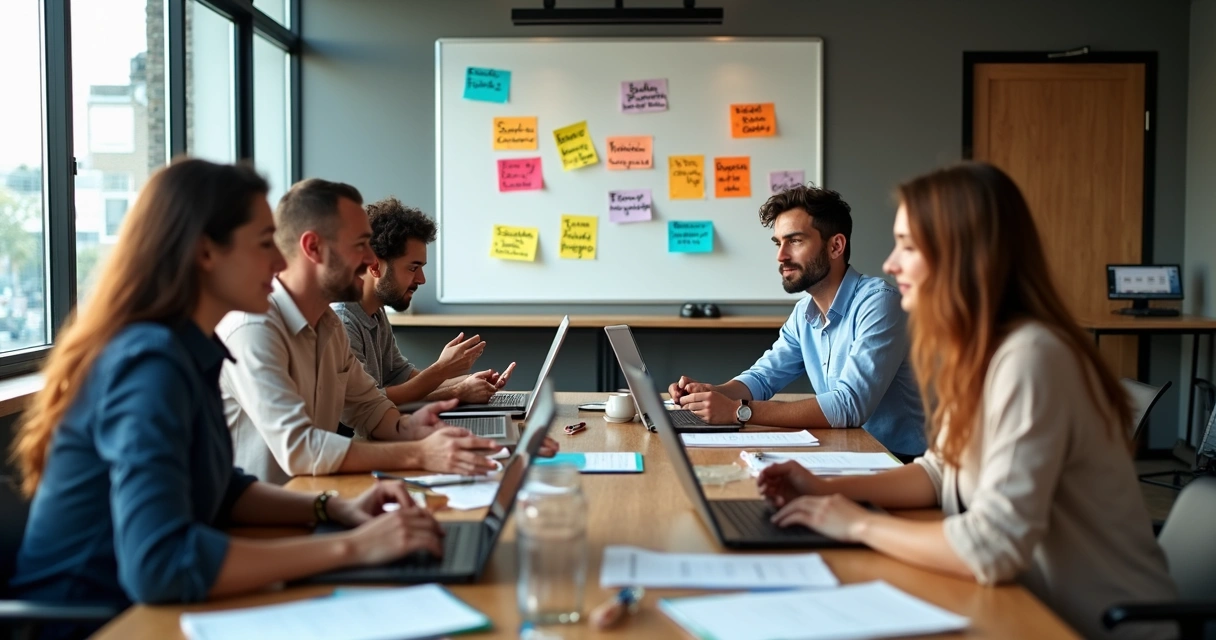 Equipe planejando campanha promocional de hotel para feriado 