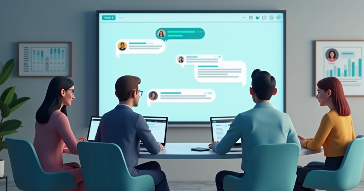 Time pequeno usando sistema de atendimento digital 