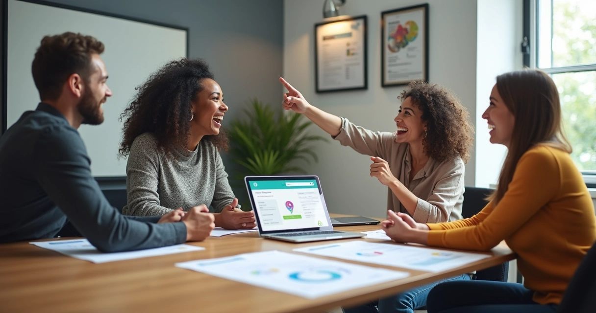 Pequena equipe celebrando automação que facilita o trabalho no WhatsApp 