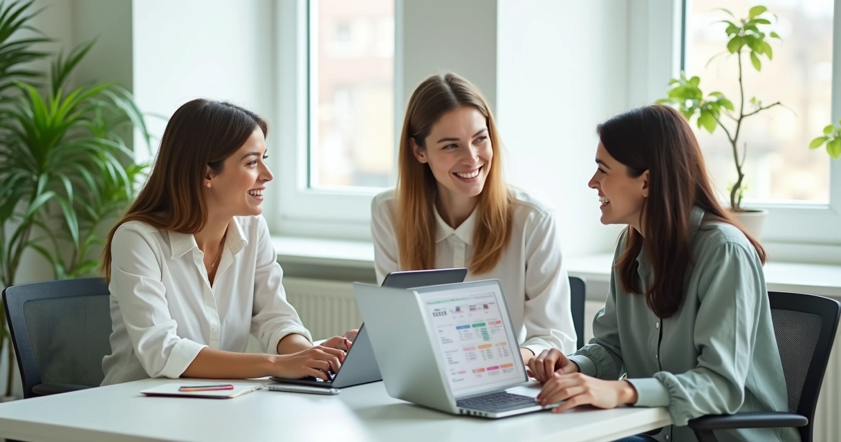 Equipe pequena criando blog com automação aberta no computador 