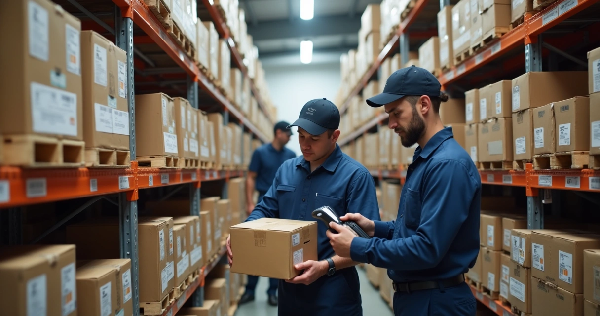 Equipe pequena organizando estoque de empresa