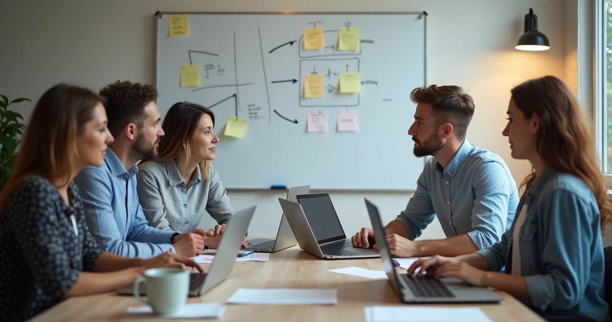 Equipe pequena de TI trabalhando em suporte interno 