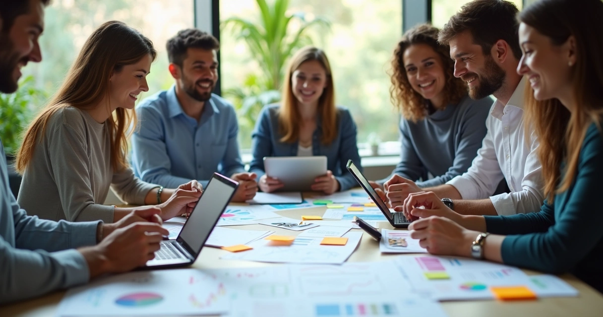 Equipe planeja estratégia de marketing guiada por dados 