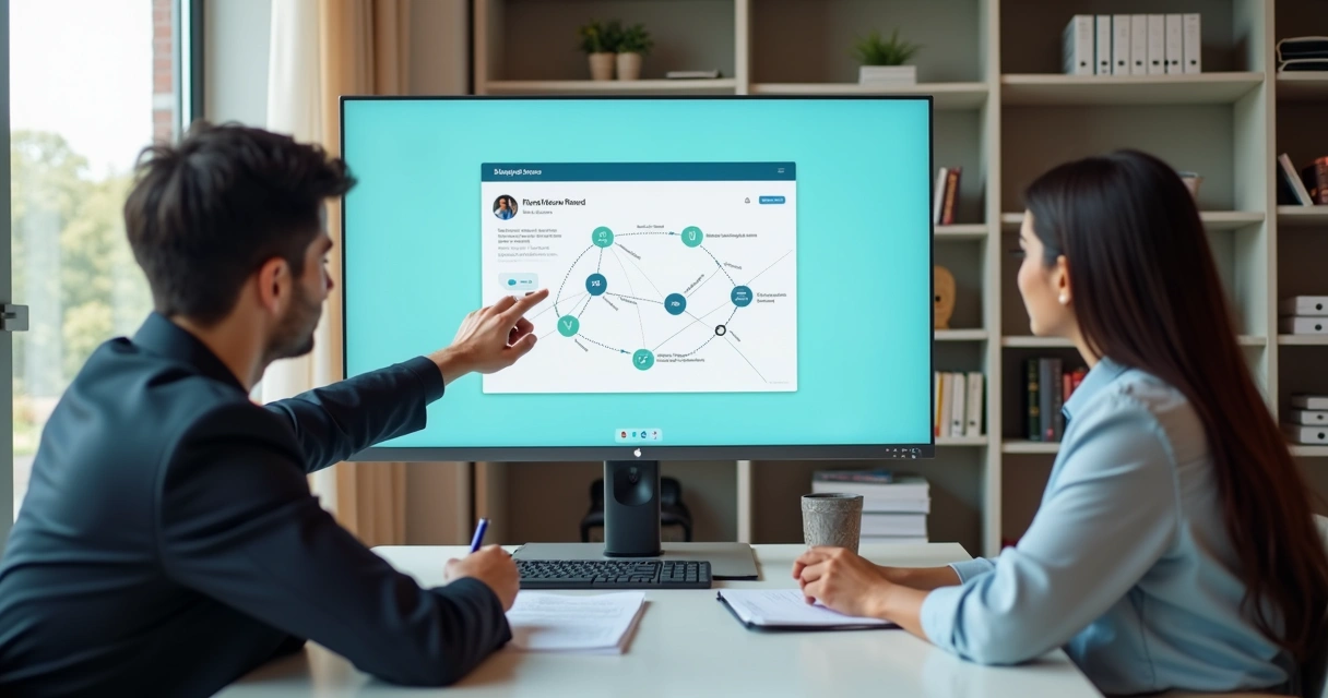 Professor e designer instrucional revisando curso online