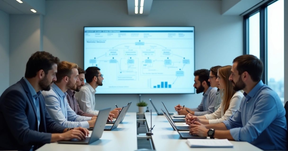 Equipe de TI planejando migração de sistemas em ambiente corporativo 