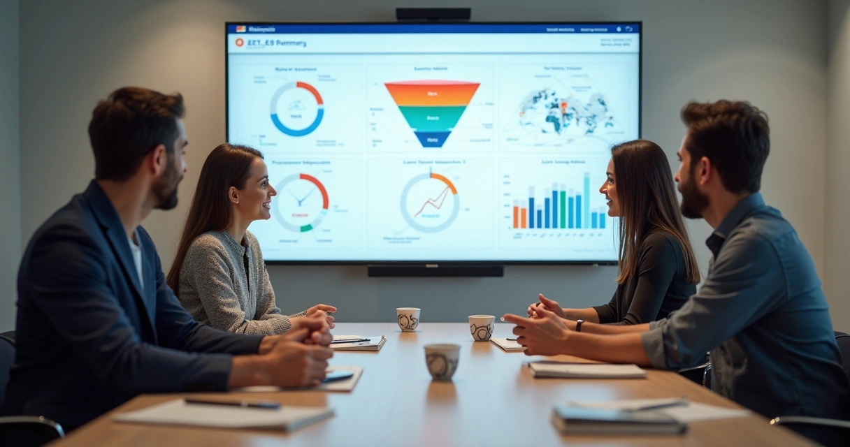 SME team in a meeting looking at CRM data