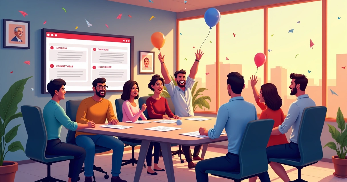 Equipe política celebrando uma reunião de sucesso