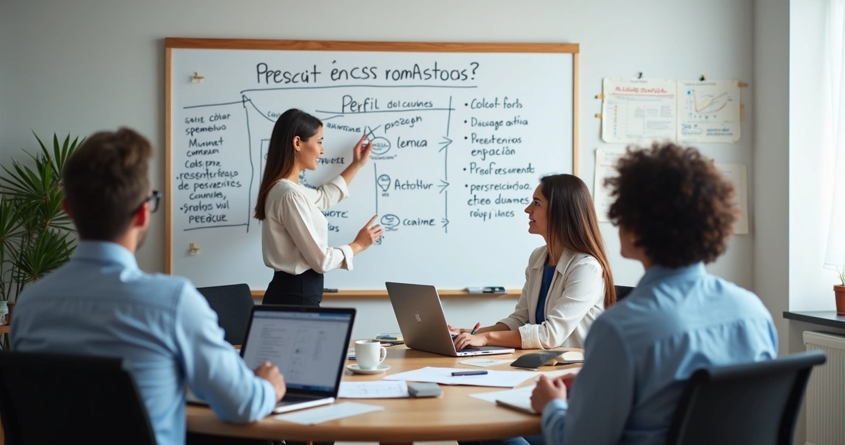 Equipe comercial em reunião discutindo estratégias de prospecção 