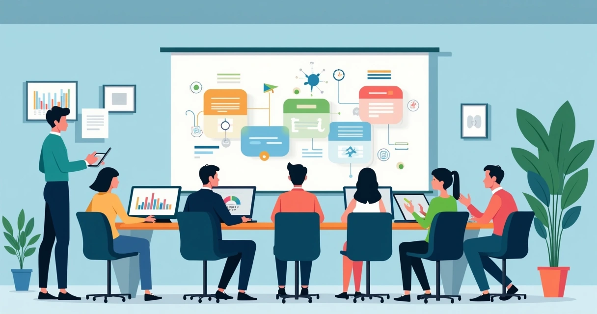 Equipe de QA discutindo processos e melhorando fluxos de trabalho