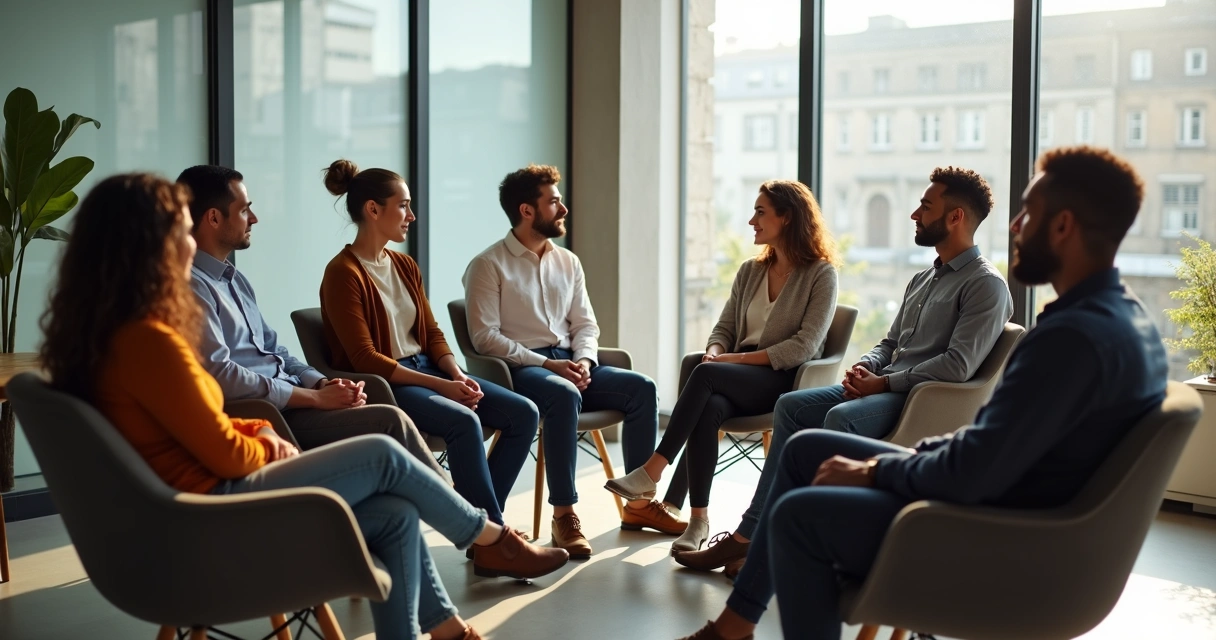 Equipe de trabalho em círculo refletindo em silêncio 