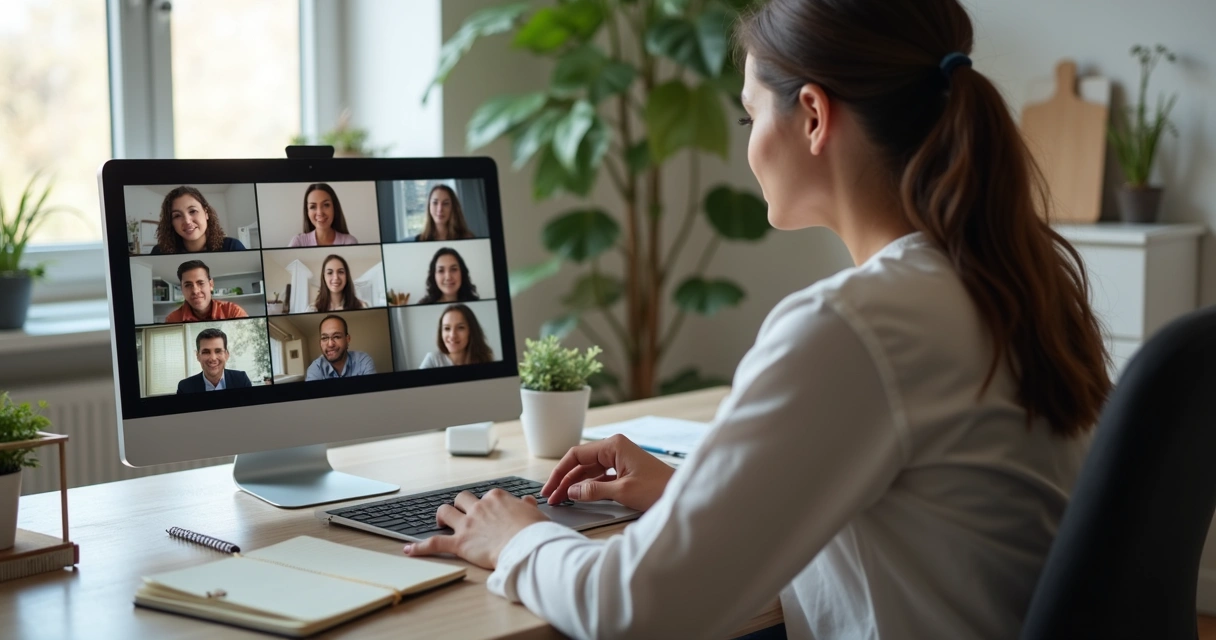 Equipe em reunião online com atenção compartilhada