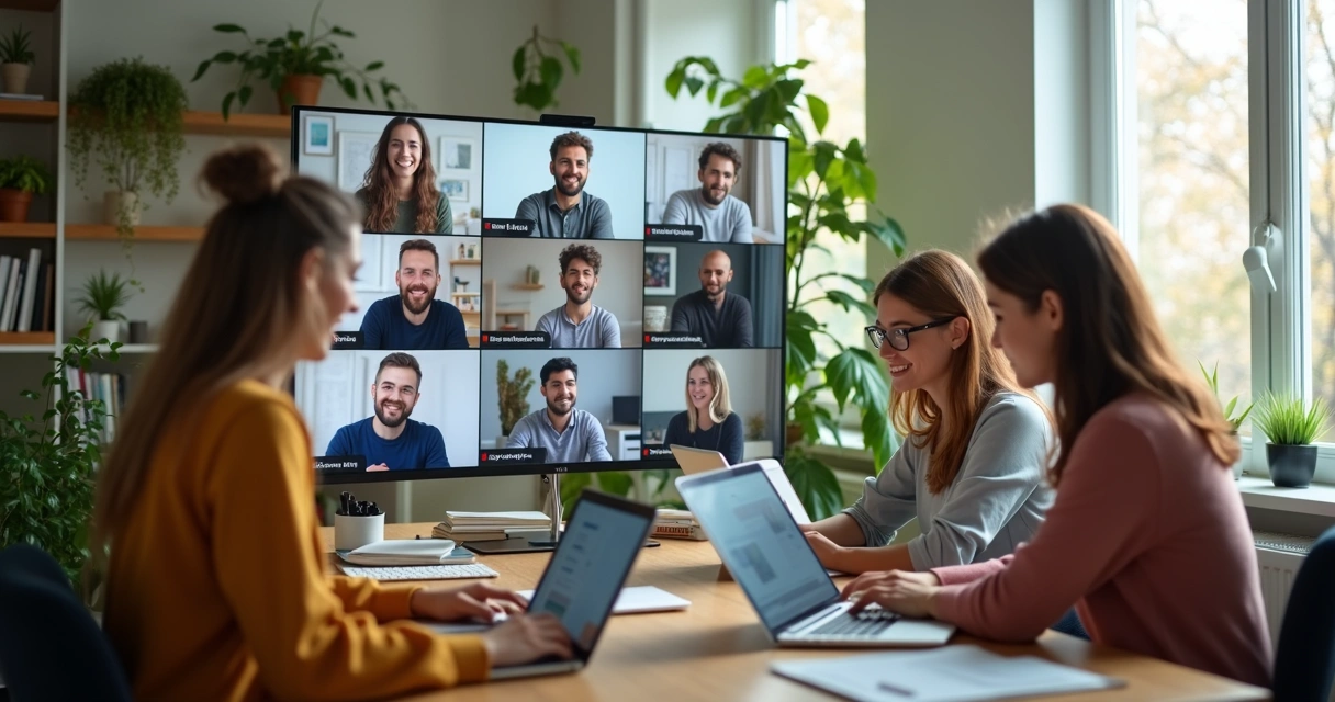 Equipe remota fazendo reunião por videochamada