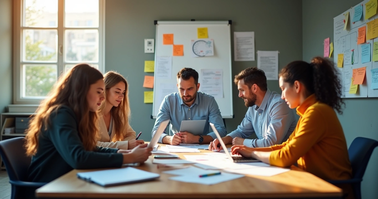 Equipe trabalhando unida e determinada sob pressão 