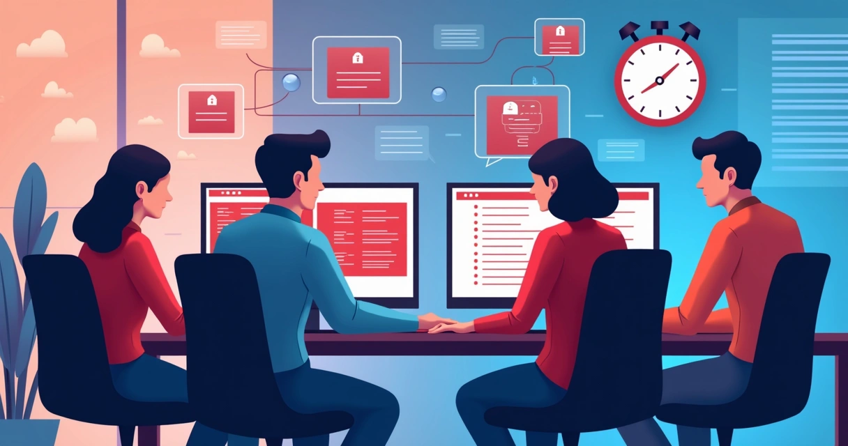 Equipe de TI trabalhando em resposta a incidente 