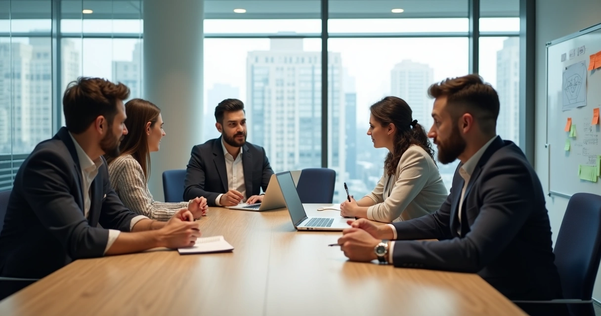 Equipe em reunião com uma pessoa isolada recebendo microagressão sutil 