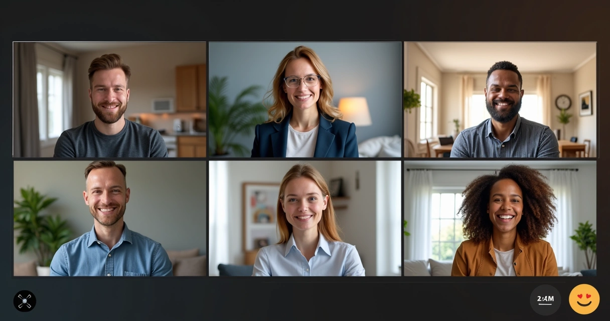 Equipe em reunião virtual visto por vídeo chamada