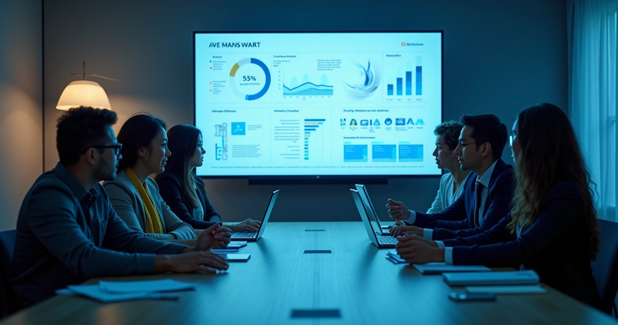 Equipe corporativa avaliando projeto de sistema 