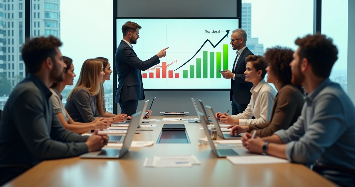 Equipe em reunião colaborativa encarando desafio no trabalho 