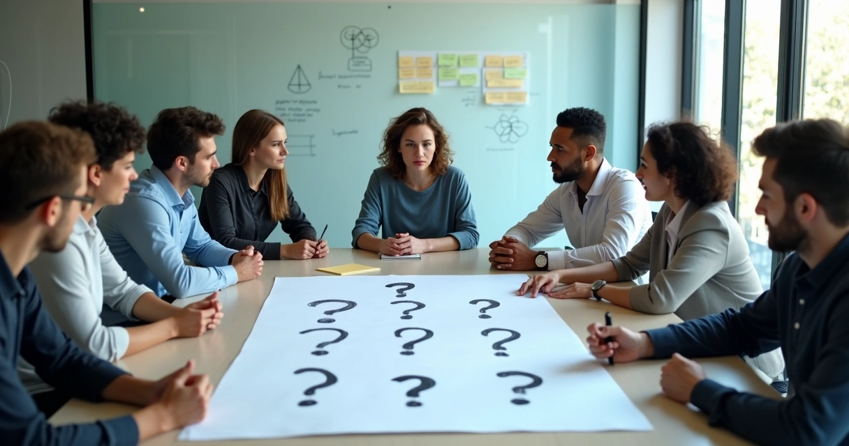 Equipe em reunião refletindo sobre decisões e padrões éticos 
