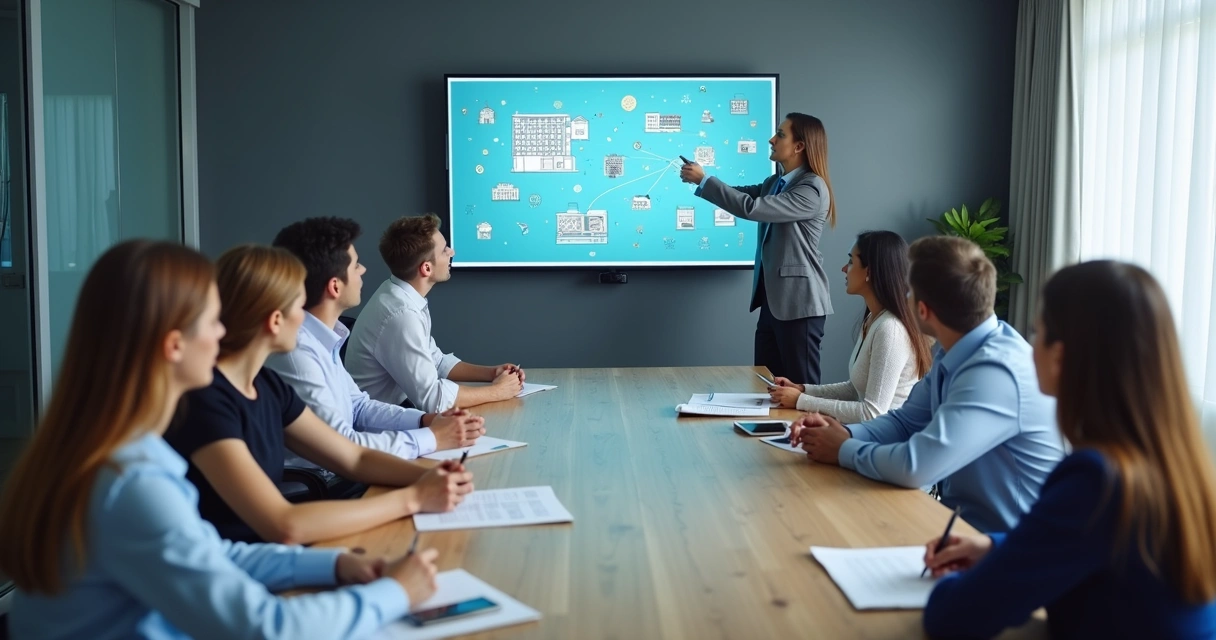 Equipe reunida em treinamento 