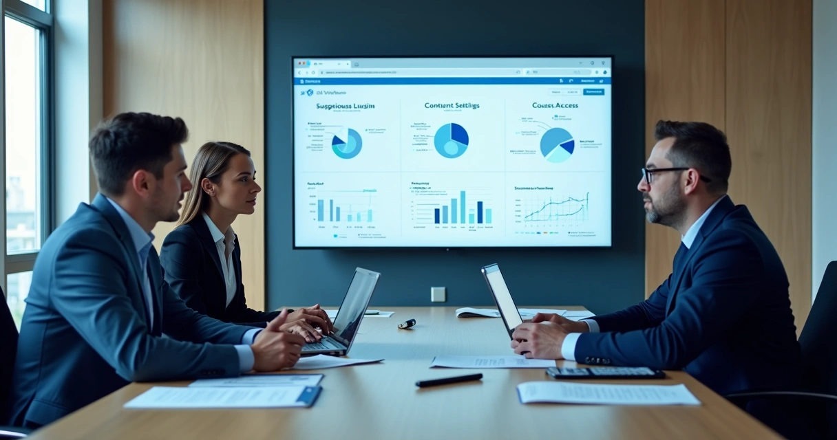 Equipe revisando segurança de plataforma EAD 