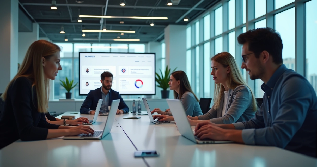 Equipe SDR usando computadores e softwares multicanais 