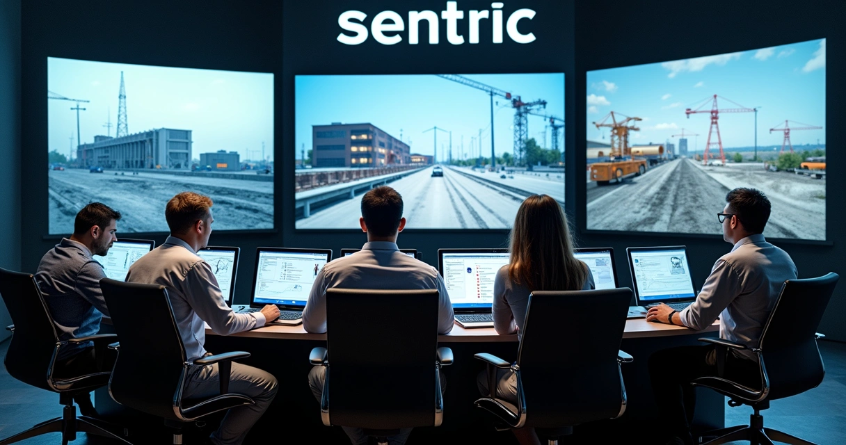 Equipe Sentric monitorando obra numa central digital