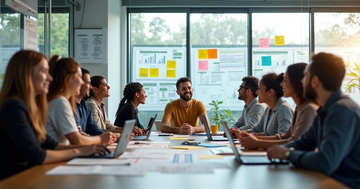 Equipe squad planejando crescimento de estratégia ABM 