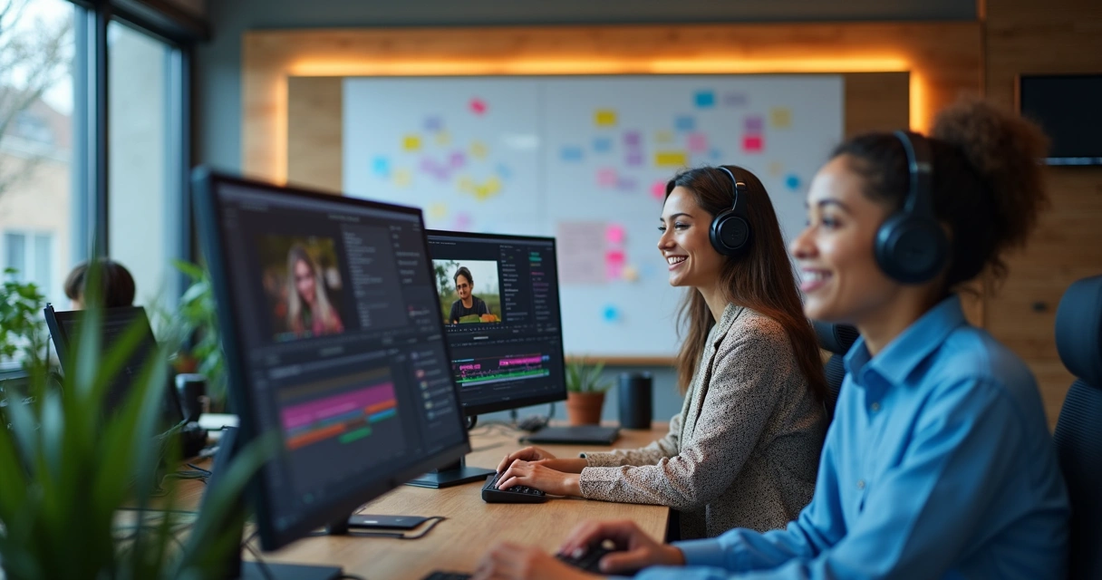 Technical support team and content creators interacting 
