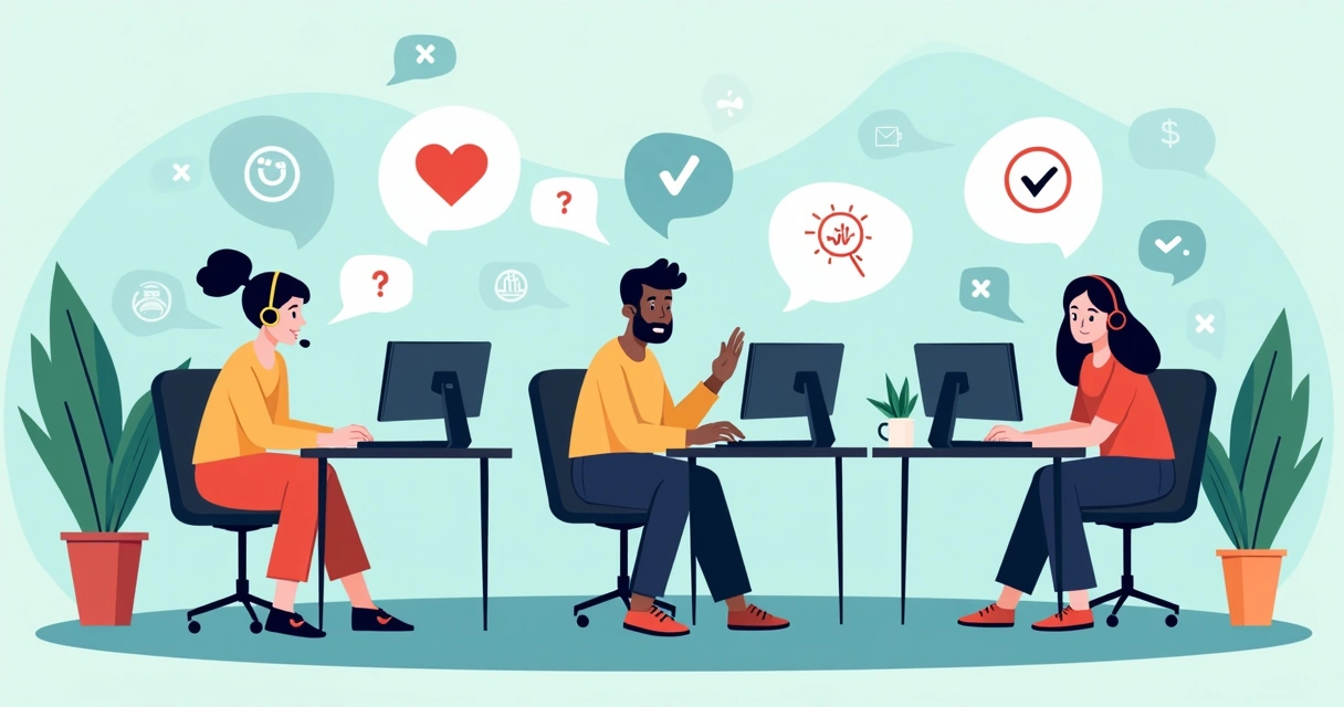Equipe atendendo clientes em suporte humanizado digital 