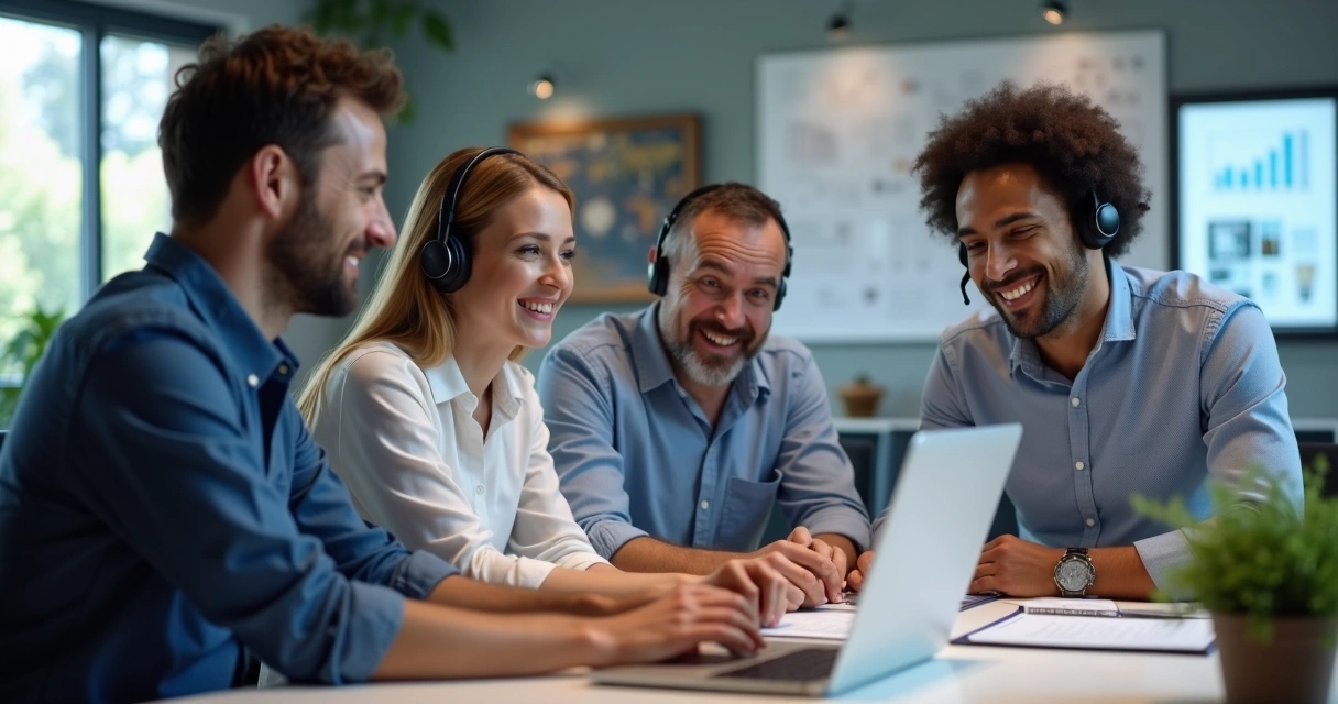 Equipe de suporte auxiliando implantação 