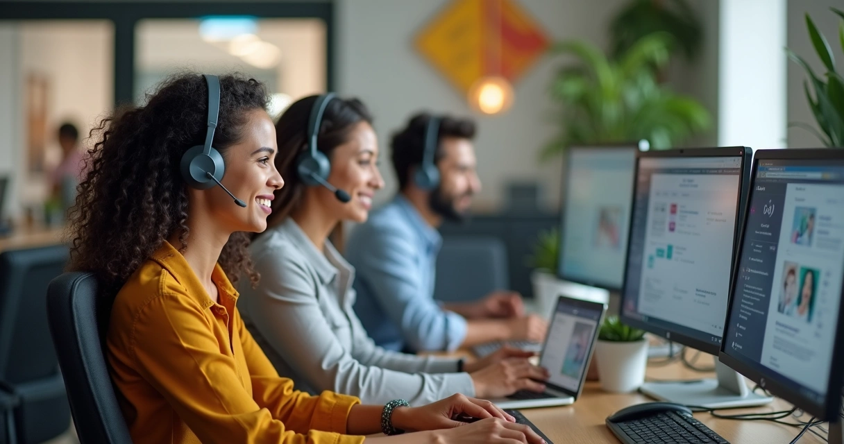 Equipe de suporte técnico do VDClip trabalhando 