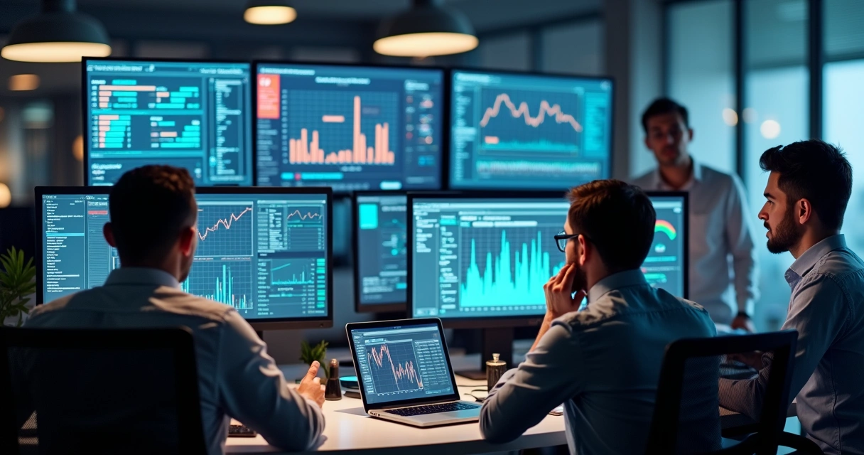 Time de suporte operacional monitorando telas e dashboards 