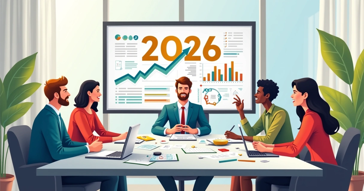 Equipe técnica reunida discutindo metas para o próximo ano