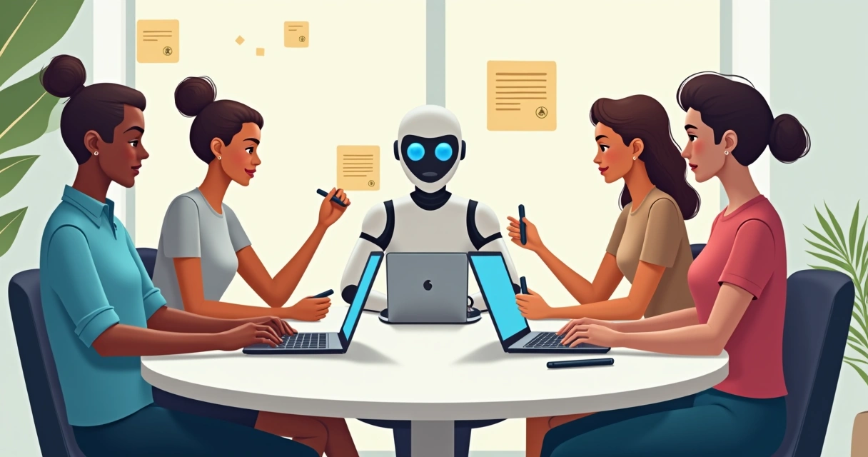 Profissionais testando chatbot com diferentes dispositivos
