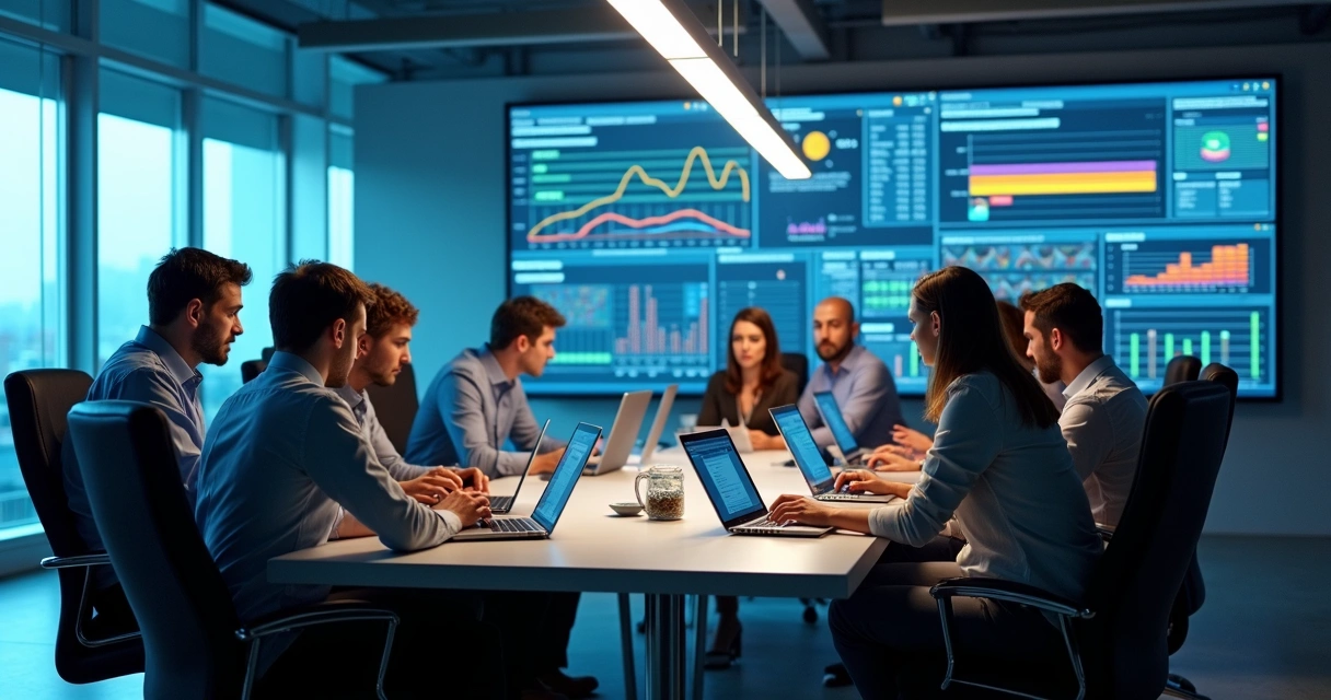 Equipe de TI colaborando enquanto gerencia um chamado 