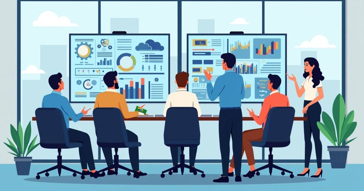 Equipe de TI discutindo implementação de IA 