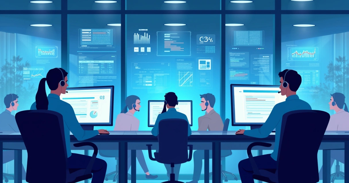 Equipe de TI monitorando painéis durante a execução da migração na nuvem