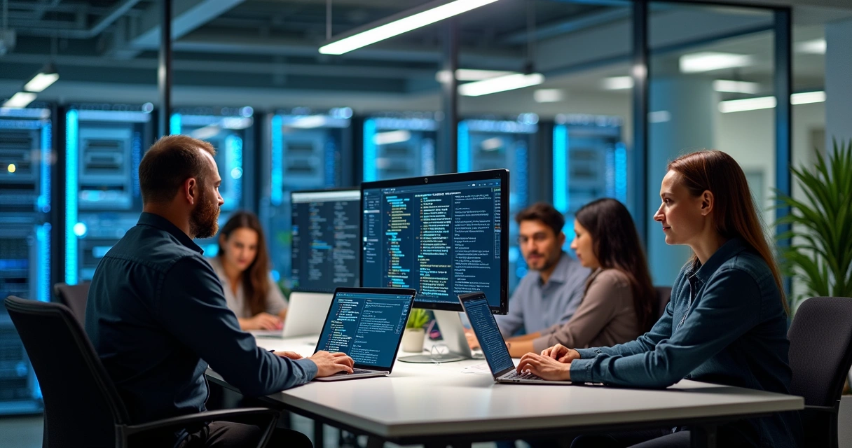 Equipe de TI gerenciando infraestrutura como código 