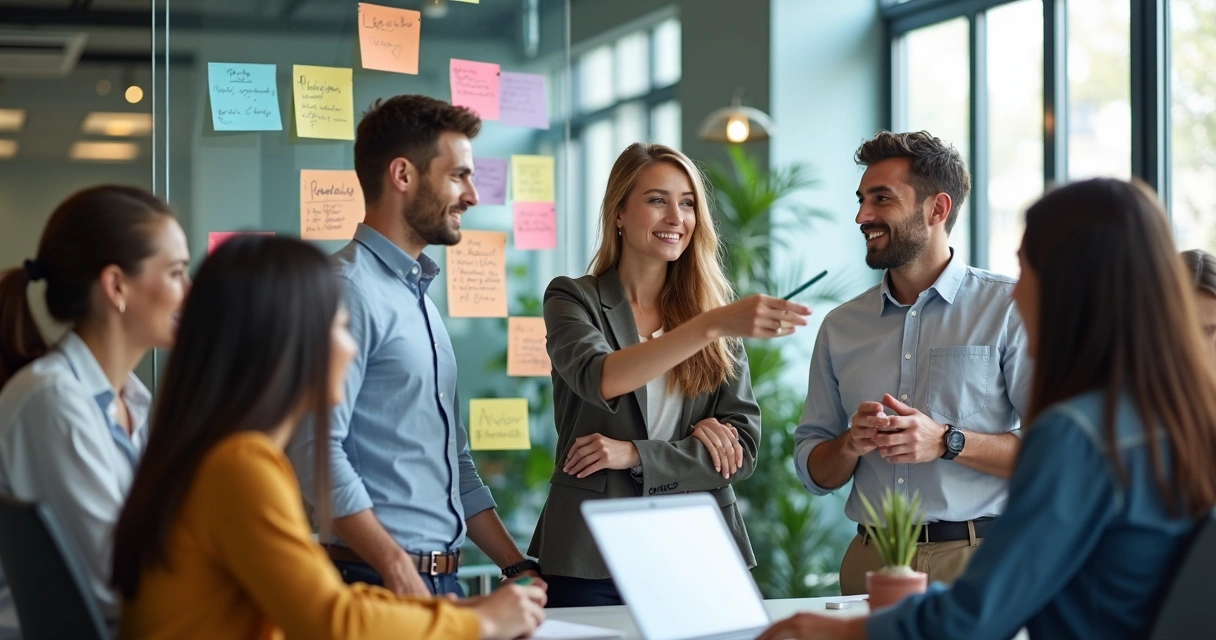 Equipe de escritório colaborando em ideias inovadoras 