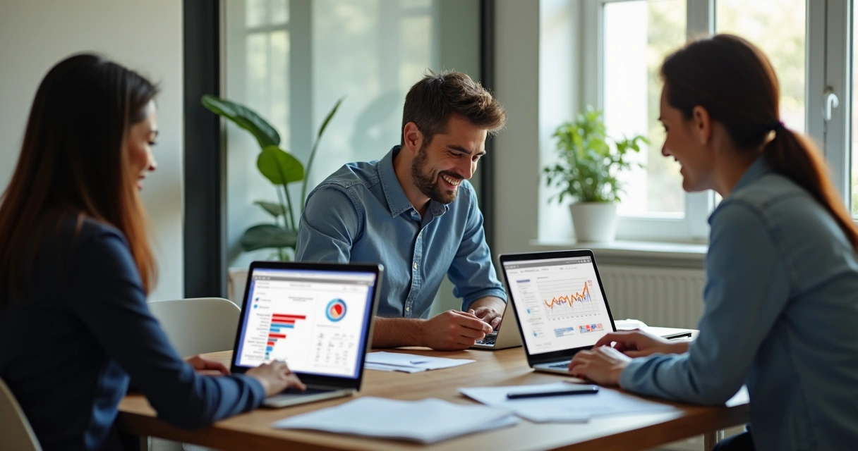 Colaboradores de contabilidade em videoconferência 