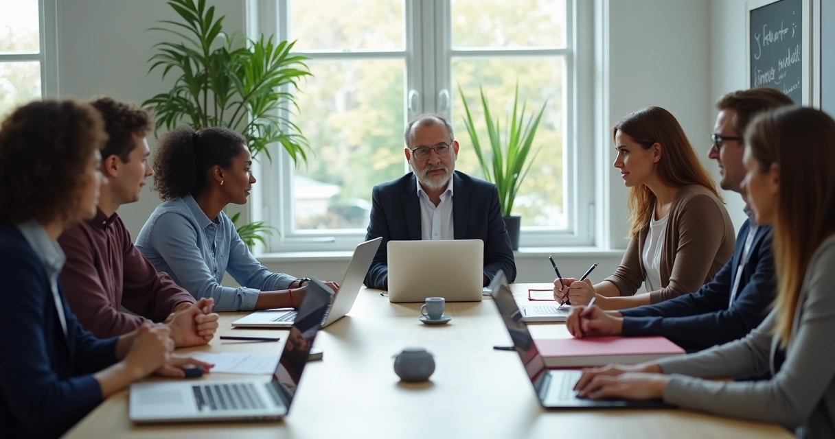 Equipe de tradutores espanhóis em reunião profissional 
