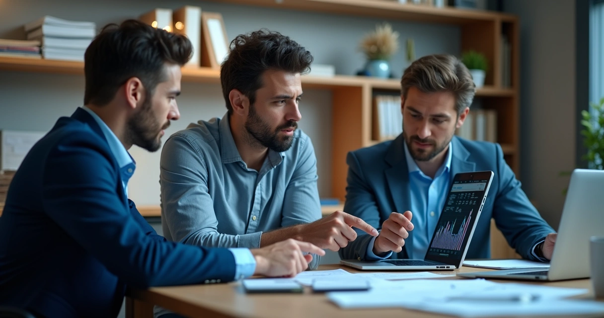 Equipe analisando documentos digitais juntos 