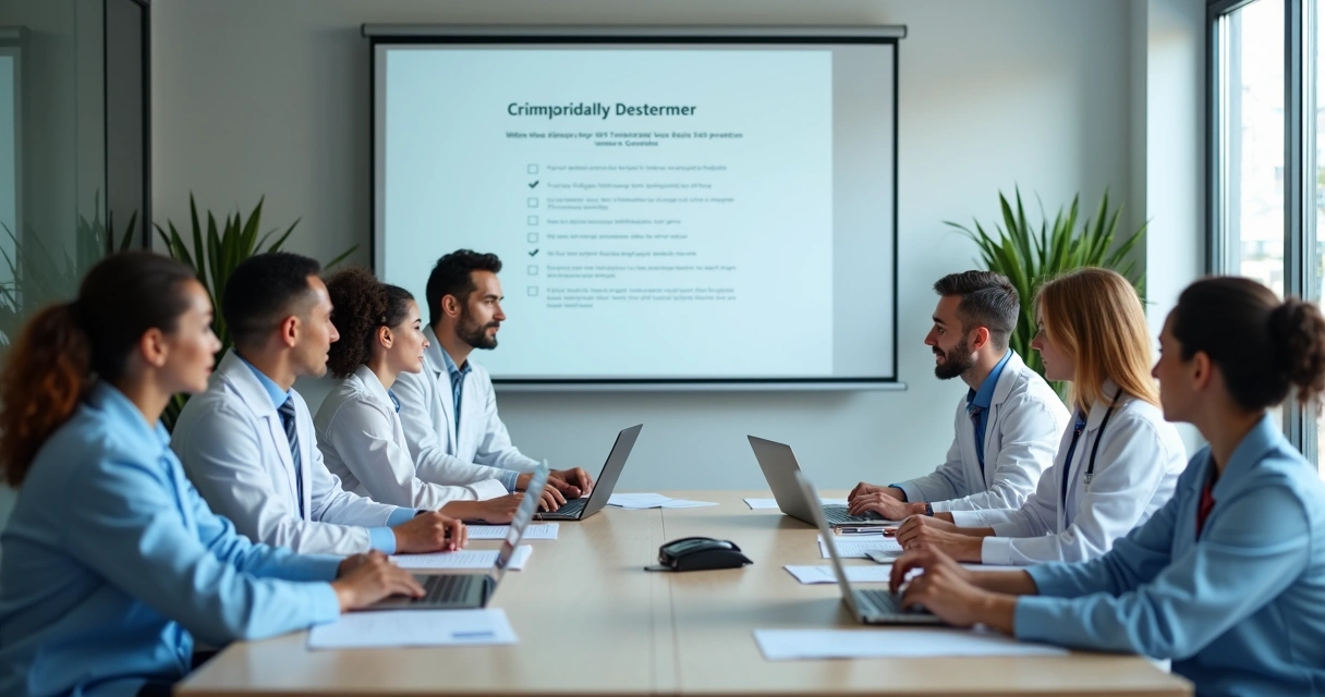Equipe odontológica reunida treinando boas práticas de proteção de dados