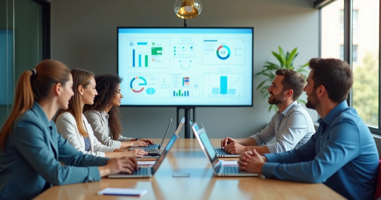 Equipe de colaboradores em treinamento colaborativo 