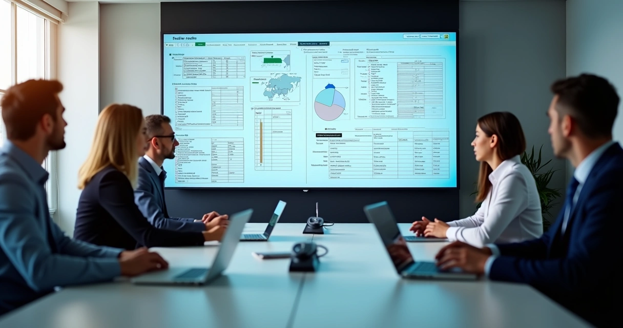 Profissionais em treinamento fiscal em sala de reunião