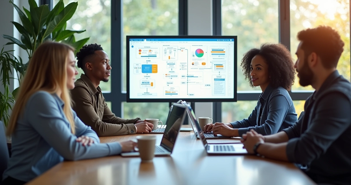 Equipe participando de treinamento sobre controle financeiro