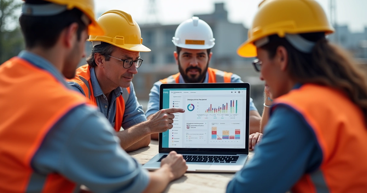 Equipe de obra recebendo treinamento sobre IA 