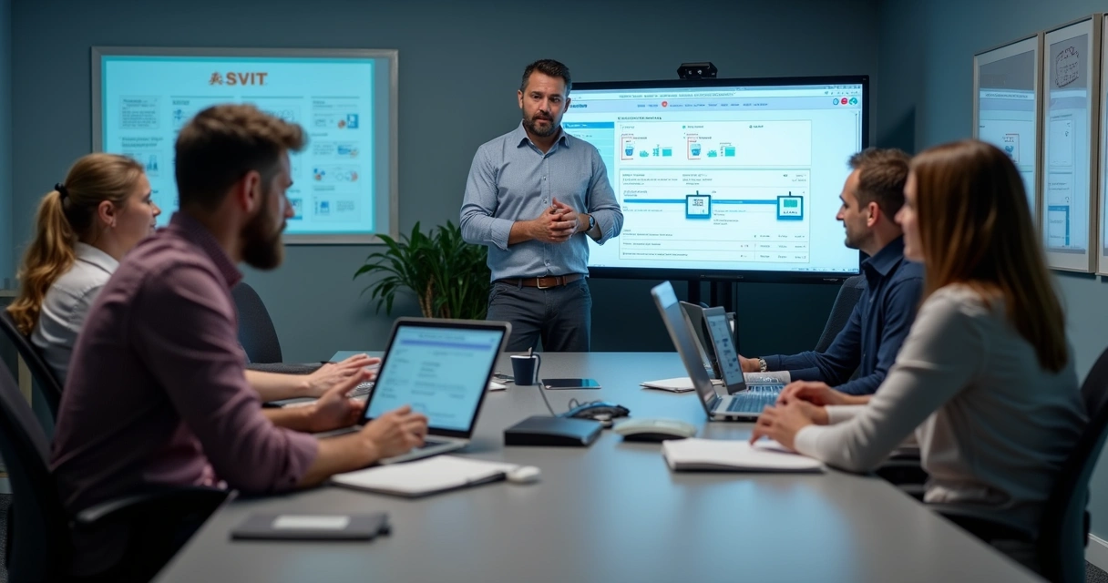 Equipe recebendo treinamento sobre controle de inventário 